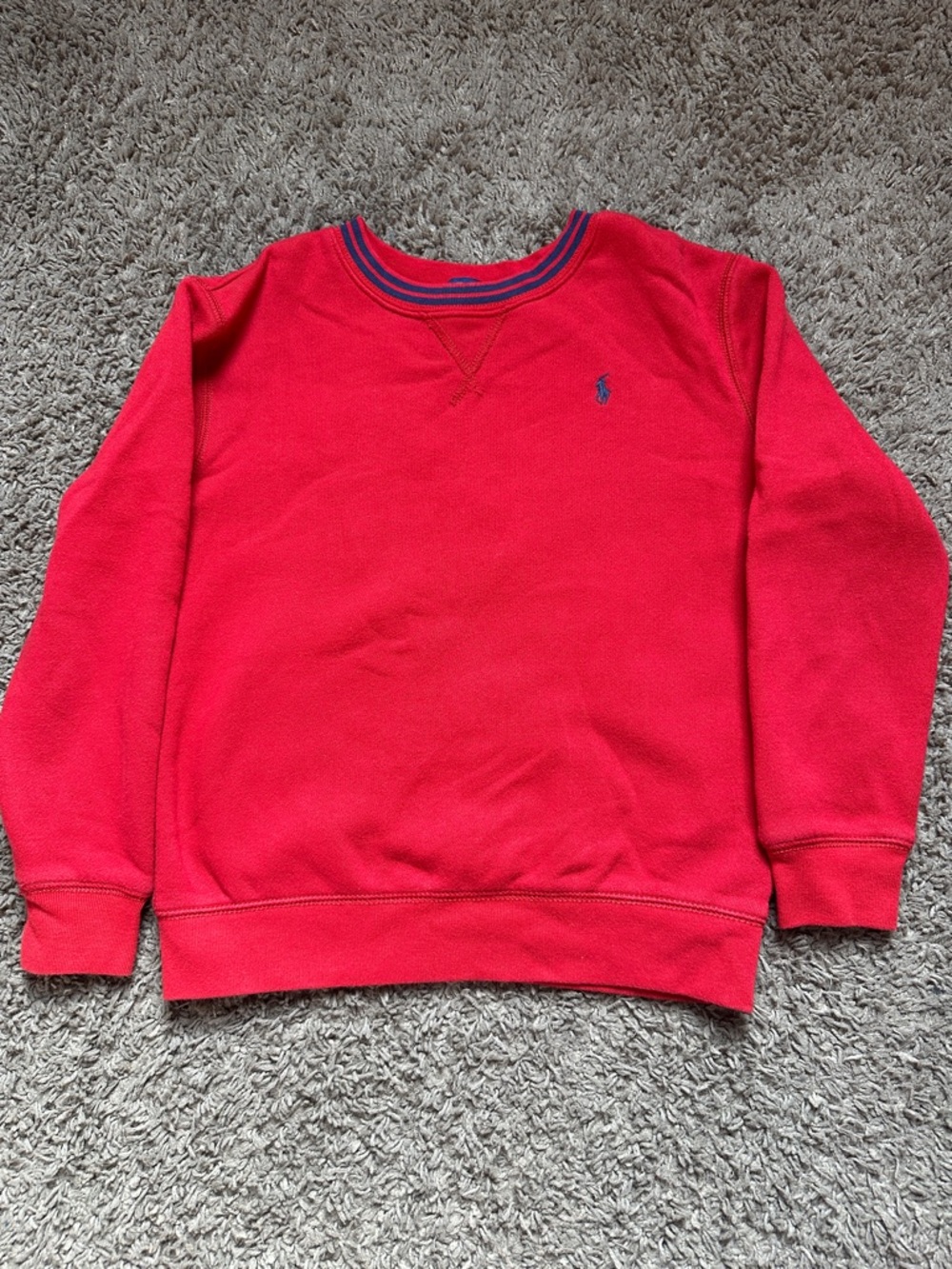 Polo by Ralph Lauren Red Crewneck Sweatshirt with Blue Logo